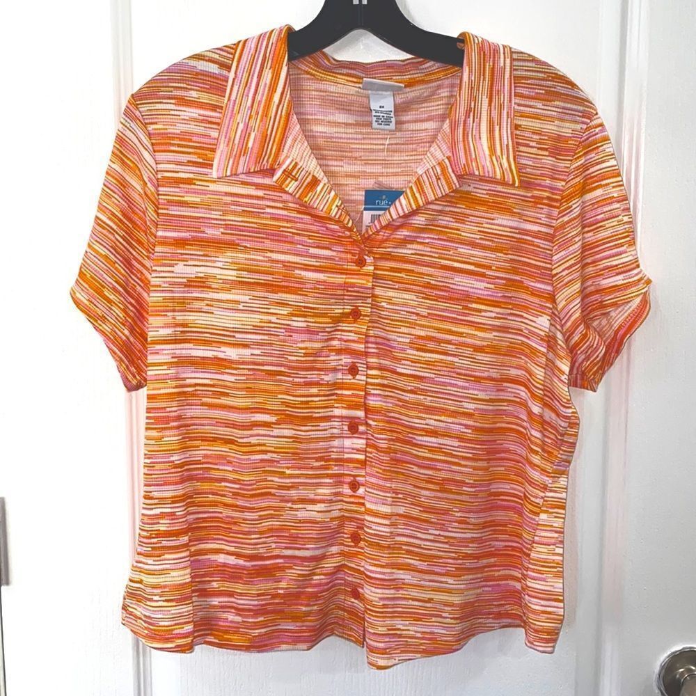 Super Cute Sunset Collard Button-Up Shirt 🧡🤍💕